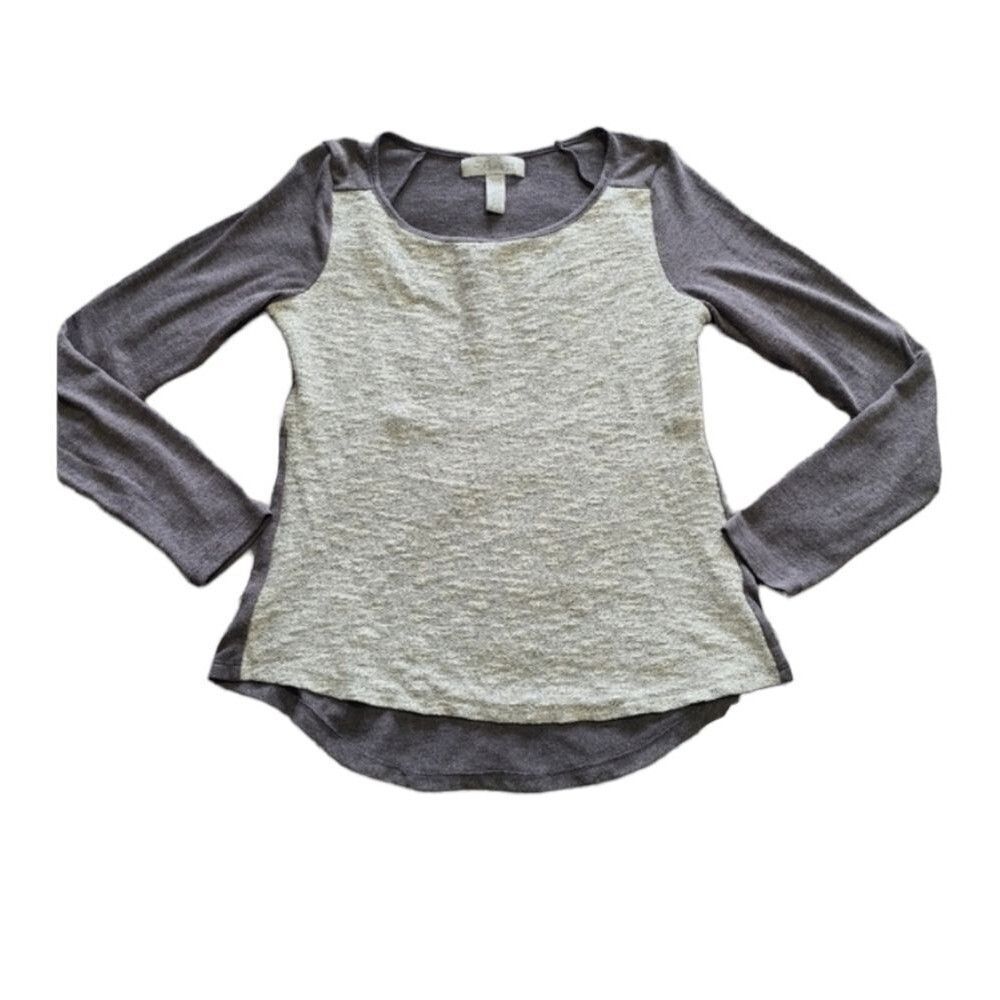 By Design Knit Long Sleeve Top Cream Gray Size Small